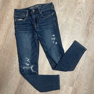 American Eagle Dark Wash Distressed Skinny Jeans